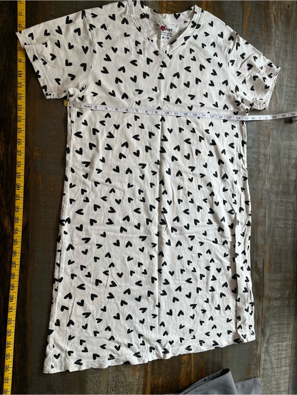 White Heart Print V-Neck T-Shirt Dress